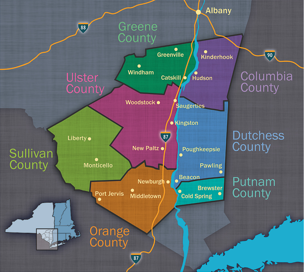 Hudson Valley Counties Map
